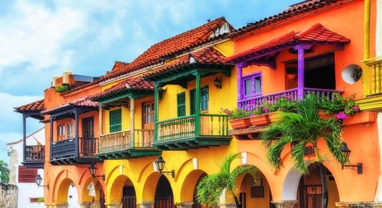 Vista colonial del centro histórico de Cartagena de Indias